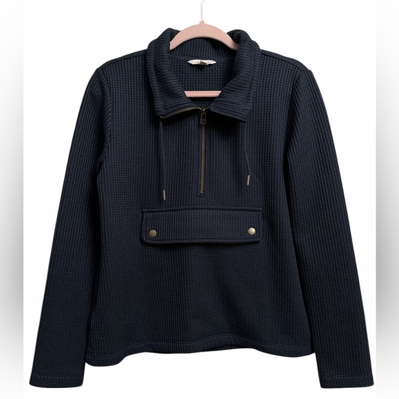 L.L. Bean Dark Blue Women”s Signature Brushed-Back Waffle Anorak - Picture 2 of 5